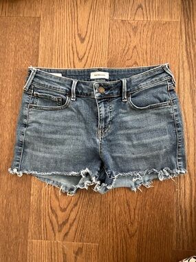 True Religion Keira Dark Blue Denim Distressed Cutoff Shorts - Size 28